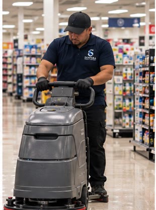 Floor care and maintenance with a floor scrubber